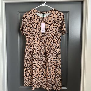 Babydoll fit leopard print dress Size XS NWT